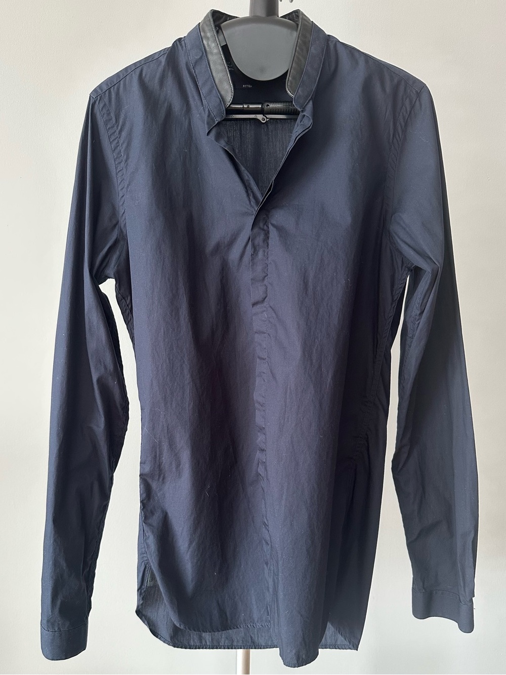 The Kooples navy shirt with removable leather collar